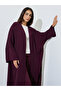 Burgundy Batwing Sleeves Open Front Abaya - 2