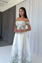 Floral Women's Dress with Corset Detail - White - 3
