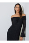 Black Off Shoulder Mermaid Hem Maxi Dress