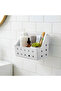 Wall Mounted Storage Basket, White, Plastic, Perforated Design, Suction Cup Installation, Bathroom Organizer - 6