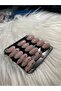 Handmade Press-On Nails Set - Size Medium Black French Tips Celestial Starbursts Silver Glitter Outline Nude Almond Gel Nails - 3