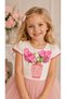 Girl's Tulle Dress with Vase Flowers Printed, 3D Flowers, Lining, and Bow, 4-8 Years Old, Birthday, Special Occasion - 3