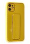 Ilkestor iPhone 12 Case Coco Carbon Stand Cover (125259) - Yellow - 2