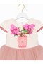 Girl's Tulle Dress with Vase Flowers Printed, 3D Flowers, Lining, and Bow, 4-8 Years Old, Birthday, Special Occasion - 5