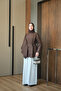 Women's Asymmetrical Cape Detailed Poplin Shirt Brown - 5