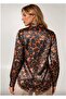 Women's Leopard Patterned Cotton Satin Relax Fit Shirt - 8