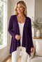 Women's Asymmetrical Cut Long Sleeve Open-Front Flowy Loose Casual Comfortable Fit Purple Cardigan - 5