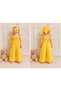 Yellow Girls' Jumpsuit – 100% Cotton, Tie-Strap, Wide-Leg Summer Jumpsuit with Bandana Set - 2