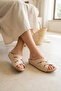 Woods 01 Beige Genuine Leather Women's Slippers