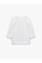 Cotton Round Mandarin Collar Short Balloon Sleeve Oversize Shirt - 7