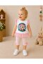 100% Cotton Unicorn Patterned Ruffled Tulle Flounce Half Leggings Top and Bottom Summer Two-Piece Set - 7