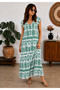 Patterned Viscose Fabric Relaxed Fit Bohemian Style Dress