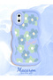 iPhone X Compatible Case Camera Protector Blue Silicone Couple Phone Case Floral Pattern - 2