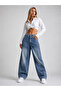 Tinted Embroidered Front Knee-Area Baggy Jeans with Side Panels - 2