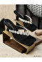 Gala Women's Black Stone (Imported) Flip-Flop Heeled Slippers
