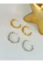 Crushed Detail Hoop Earrings (Steel) Silver - 2