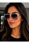 Women's Marble Pattern Oversized Square Sunglasses Uv400 Protected Gradient Glass