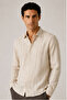 100% Pure Linen Striped Long Sleeve Regular Fit Men's Shirt |   Ee100129774 - 3