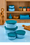 Set of 4 Round Storage Containers (0.45 ml - 0.8 ml - 1.5 L - 2.5 L) Microwave and Freezer Compatible - 2