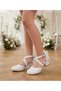 White Karnıyarık Cross-Back Bow Sand Glitter High-Heeled Evening Dress Shoes