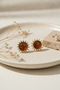 Sun Motif Yellow Tone and Brown Detailed Bijouterie Earrings - 3