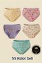 5 Pieces of Colorful, Mixed Patterned Cotton Flexible Girls' Panties - Comfortable, Non-Sweating Underwear - with Sleep Band as a Gift