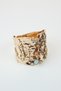 Vintage Textured Colorful Stone Detailed Gold Bracelet - 2
