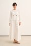Women's Organic Cotton Button Detailed Blouse Skirt Set Ecru