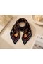Women's Navy Blue Chain Patterned Pleated Scarf – Stylish Neck and Hair Accessory 90X40 cm