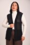 Women's Black Knitwear Openwork Woven Seasonal Vest - 2