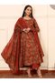 Red Cotton Salwar Kameez Dupatta - ALV2054-Red-Size-M-38-Inches - 3