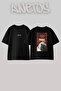 Horses Hali_5 Design Back Printed Cotton Black Oversize T-Shirt