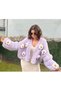 Moher Purple Color Daisy Detailed Women's Cardigan Model - 2
