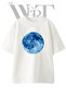 Blue Moon Design Printed Unisex White Oversize T-Shirt