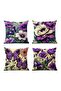Purple Violets Patterned 4-Piece Throw Pillow Cover Set - 3