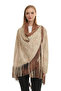 Beige Florance Women's Leather Poncho - 3