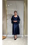 2-Piece Deep Slit Nightgown and Robe Set with Sleeves and Feathered Trim |   Crossed String Detail on the Back, Degaje Collar, Satin Nightgown, Dressing Gown, Dowry Set Bride