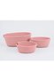 3-Piece Cotton Knitted Oval Basket Set Pink Decorative Organizer Basket - 3