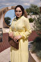 Yellow Elastic Sleeves Layered Muslin Dress - 3