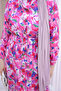 Fuchsia Half Buttoned Sleeves Layered Skirt Dress with Elastic Waist - 3