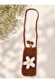 Hand Knitted Phone Bag Cross Strap Floral Pattern Knitted Mini Bag Brown Handmade Bohemian Style - 3
