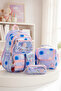 Girl's 3-Piece School Bag Set with Purple Accessories - Backpack, Lunch Bag, Pencil Case
