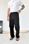 Black Belt Detailed Baggy Linen Trousers