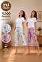2-Piece Women's 100% Cotton Seasonal Patterned Capri Single Pajama Bottoms (2 Pcs)