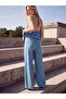 Blue high waist wide leg women's trousers - 3