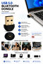 محول USB إلى بلوتوث متوافق مع الكمبيوتر المحمول/الكمبيوتر الشخصي/وحدة التحكم بالألعاب/التلفزيون الذكي، محول USB إلى بلوتوث يعمل بتقنية التوصيل والتشغيل - 8