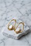 Asymmetrical Formed Stone Steel Earrings - 2