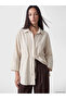 Beige Textured Oversize Women's Shirt Tunic