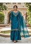 Teal Blue Fandy Top Plazzo & Dupatta - FFT7162-TealBlue-Size-L-40-Inches - 3