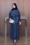 Women's Embroidered Linen Bat Sleeve Dress - 3